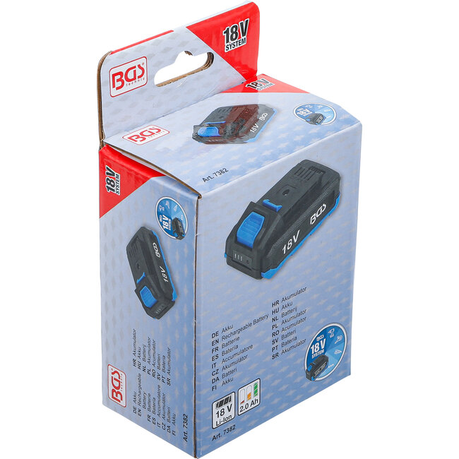 BGS Batterij - 2,0 Ah - voor het 18 V-batterijensysteem van BGS