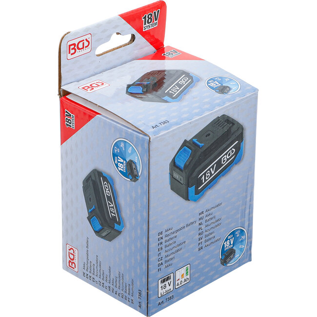 BGS Batterij - 4,0 Ah - voor het 18 V-batterijensysteem van BGS