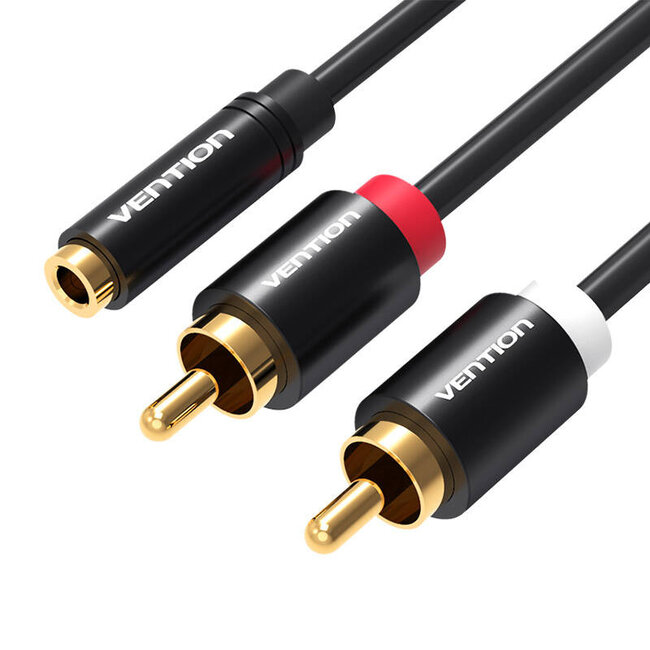 Vention Audiokabel 3,5 mm vrouwelijk naar 2x RCA mannelijk - 2 meter