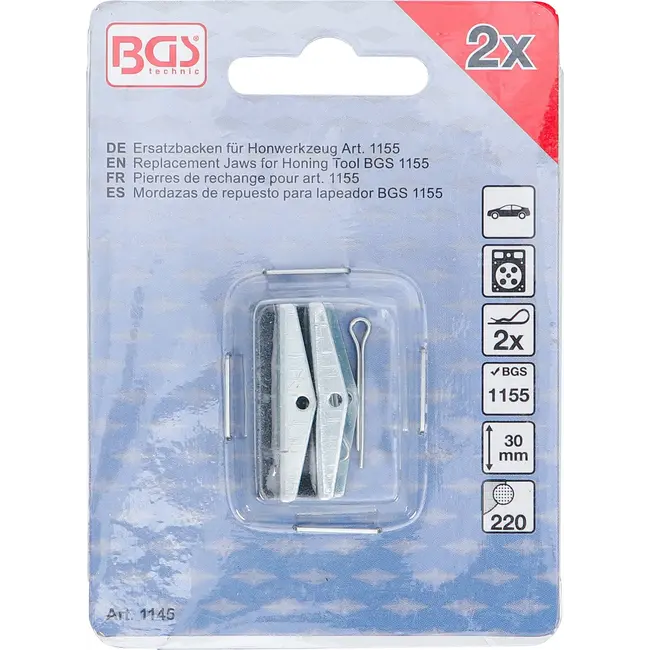 BGS Reserve hoonsteenset voor hoongereedschap BGS 1155 vlak, 30 mm, K 220, 2 delig