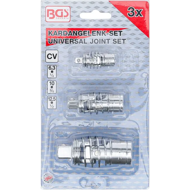 BGS Cardan adapterset met veer 3 delig