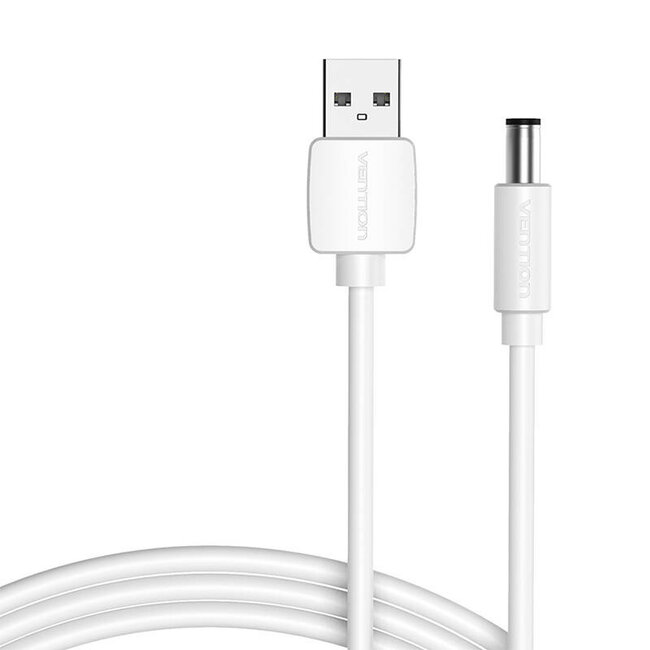 Vention Stroomkabel USB 2.0 naar DC 5,5mm 5V - 1,5 meter -  Wit