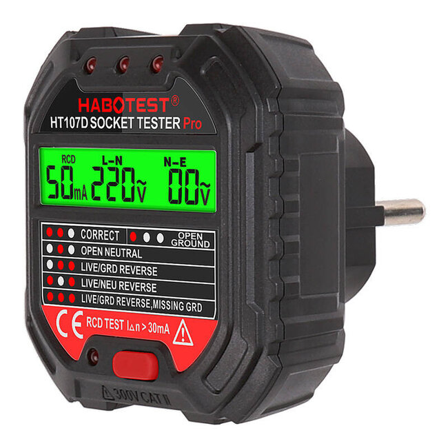Habotest Stopcontacttester met digitaal display