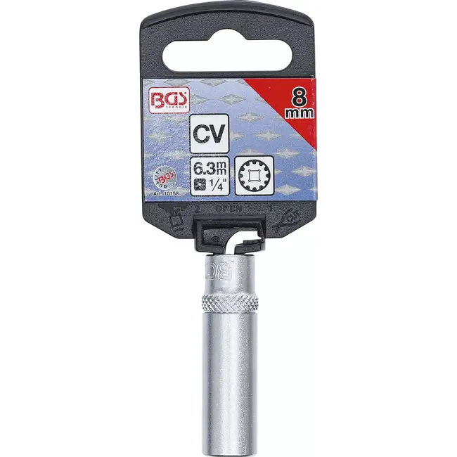 BGS Dopsleuteldop Gear Lock, diep - 1/4" - 8 mm