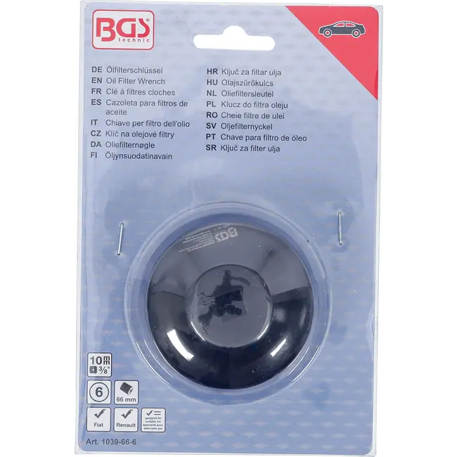 BGS Oliefiltersleutel - zeskant - Ø 66 mm - voor Fiat, Renault