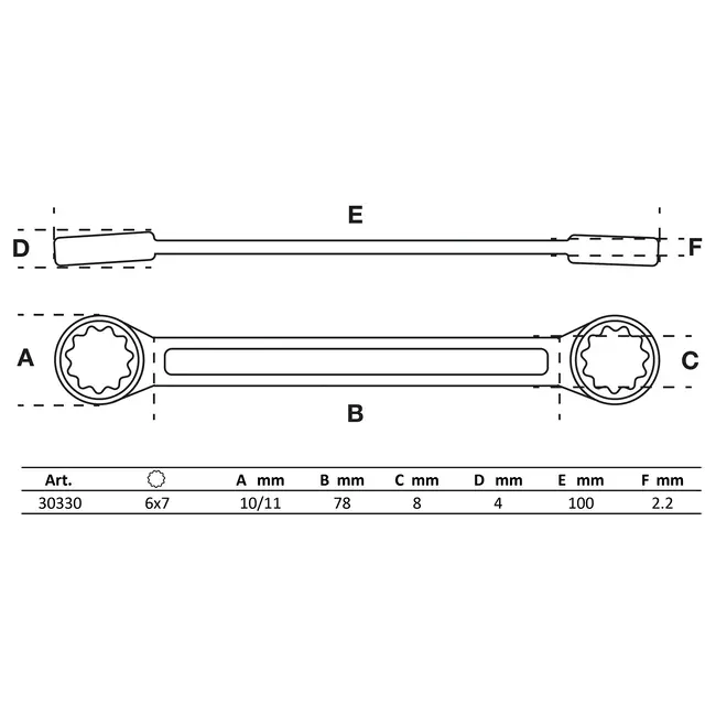 BGS Ringsleutel - extra plat - 6 x 7 mm