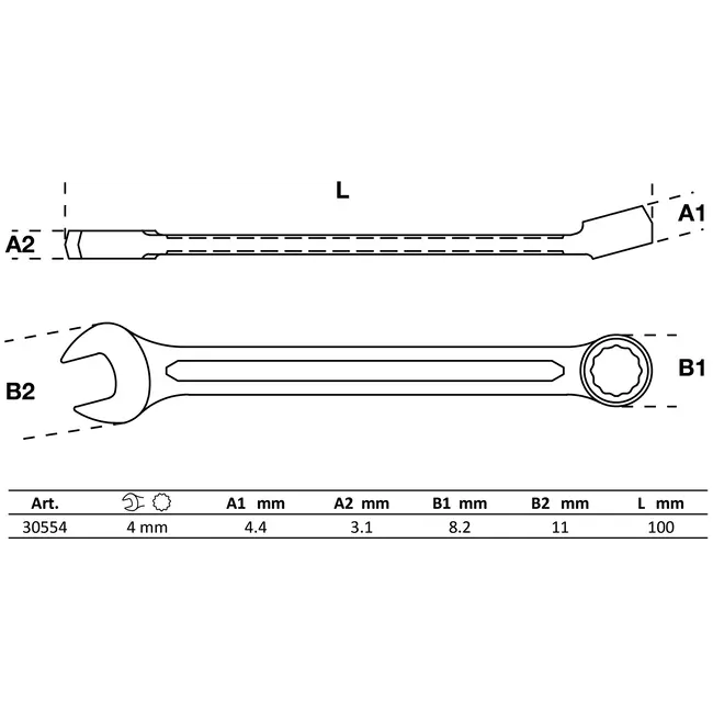 BGS Steekringsleutel - 4 mm