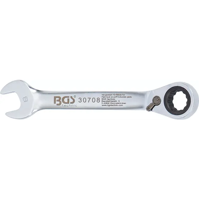 BGS Ratel ringsteeksleutel - kort - omschakelbaar - 8 mm