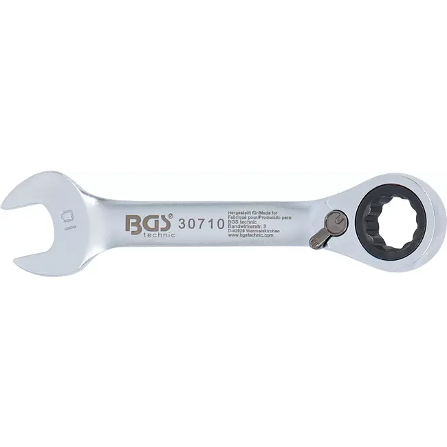 BGS Ratel ringsteeksleutel - kort - omschakelbaar - 10 mm