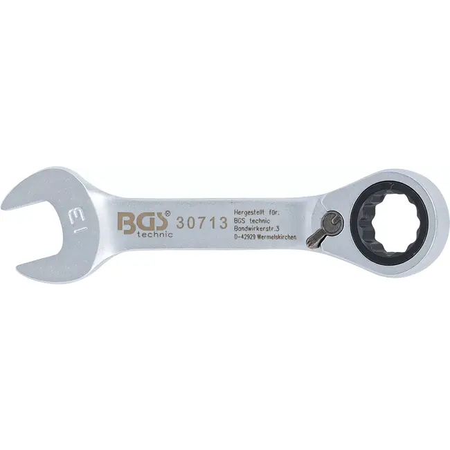 BGS Ratel ringsteeksleutel - kort - omschakelbaar - 13 mm