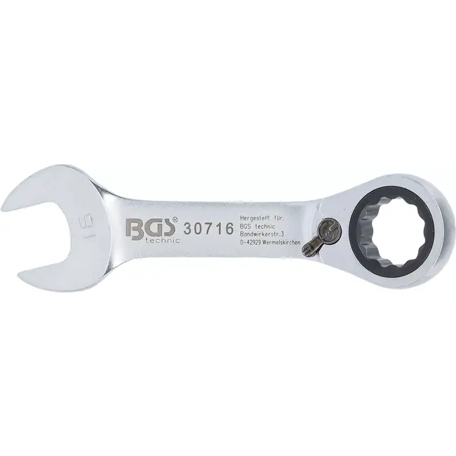 BGS Ratel ringsteeksleutel - kort - omschakelbaar - 16 mm