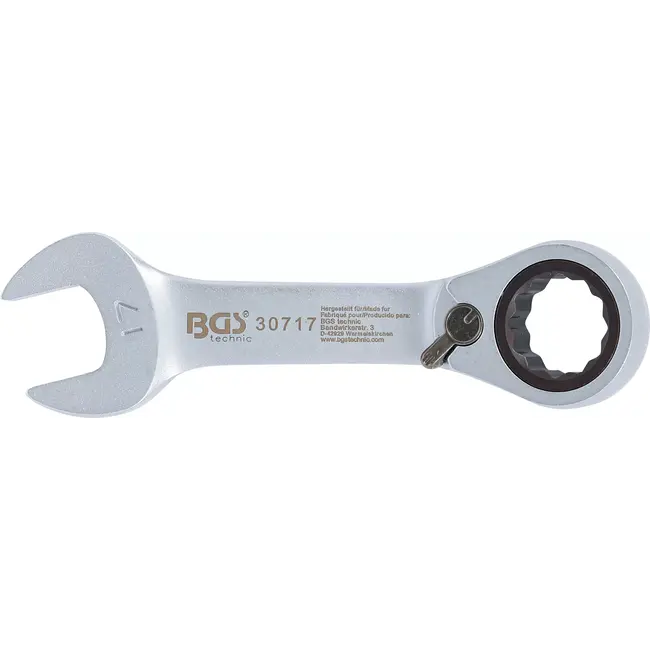 BGS Ratel ringsteeksleutel - kort - omschakelbaar - 17 mm