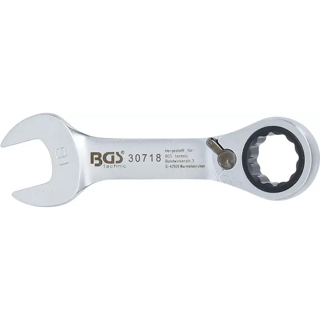 BGS Ratel ringsteeksleutel - kort - omschakelbaar - 18 mm