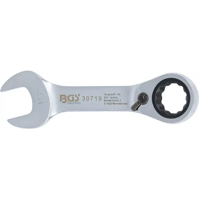 BGS Ratel ringsteeksleutel - kort - omschakelbaar - 19 mm