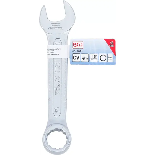 BGS Steekringsleutel, extra kort - 14 mm