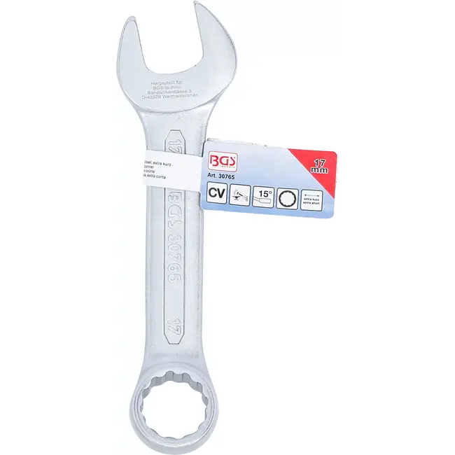 BGS Steekringsleutel, extra kort - 17 mm