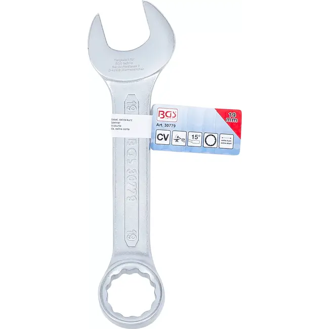 BGS Steekringsleutel, extra kort - 19 mm