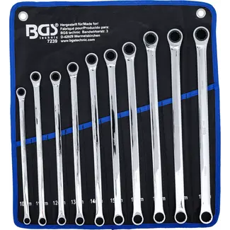 BGS technic Set ratelring- en ringsleutel - extra lang - 10 - 19 mm - 10 delig