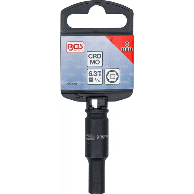 BGS Kracht Dopsleuteldop zeskant, diep - 1/4" - 6 mm