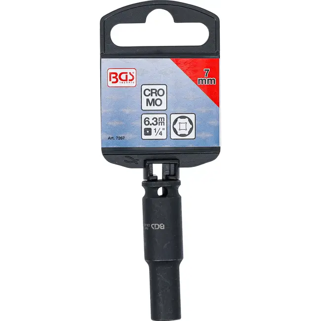 BGS Kracht Dopsleuteldop zeskant, diep - 1/4" - 7 mm