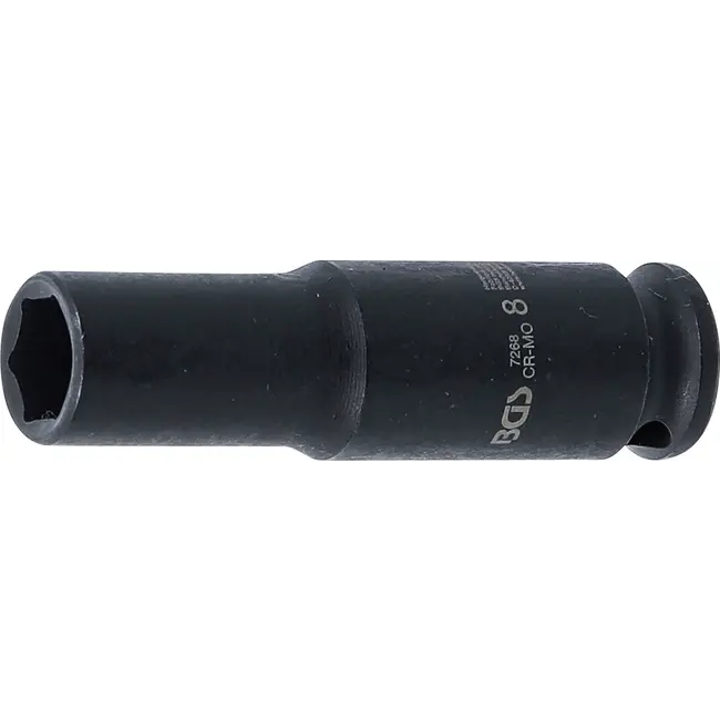 BGS Kracht Dopsleuteldop zeskant, diep - 1/4" - 8 mm