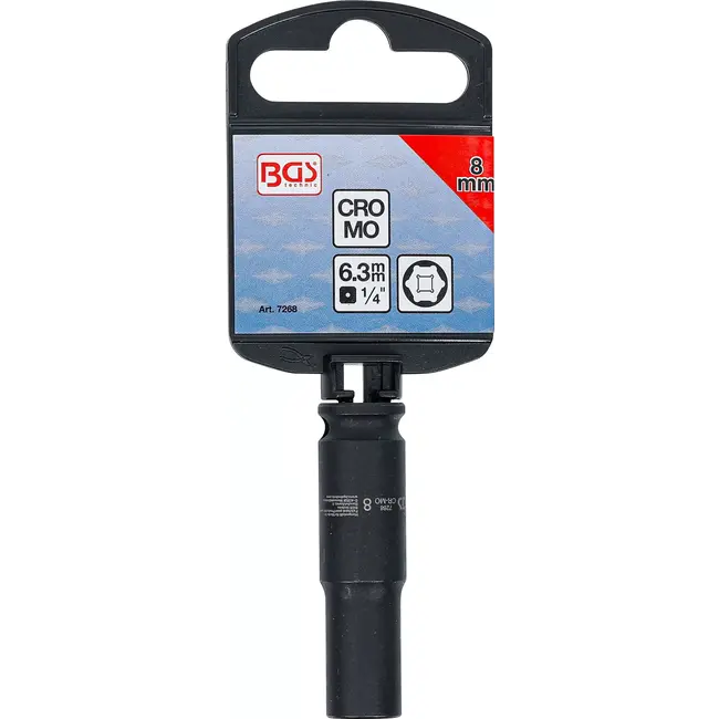 BGS Kracht Dopsleuteldop zeskant, diep - 1/4" - 8 mm