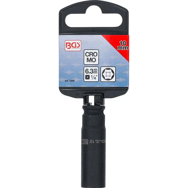 BGS Kracht Dopsleuteldop zeskant, diep - 1/4" - 10 mm