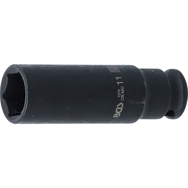 BGS Kracht Dopsleuteldop zeskant, diep - 1/4" - 11 mm