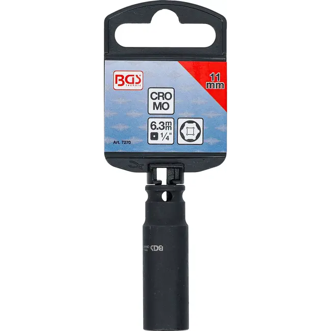 BGS Kracht Dopsleuteldop zeskant, diep - 1/4" - 11 mm