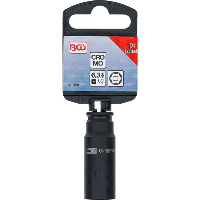 BGS Kracht Dopsleuteldop zeskant, diep - 1/4" - 13 mm