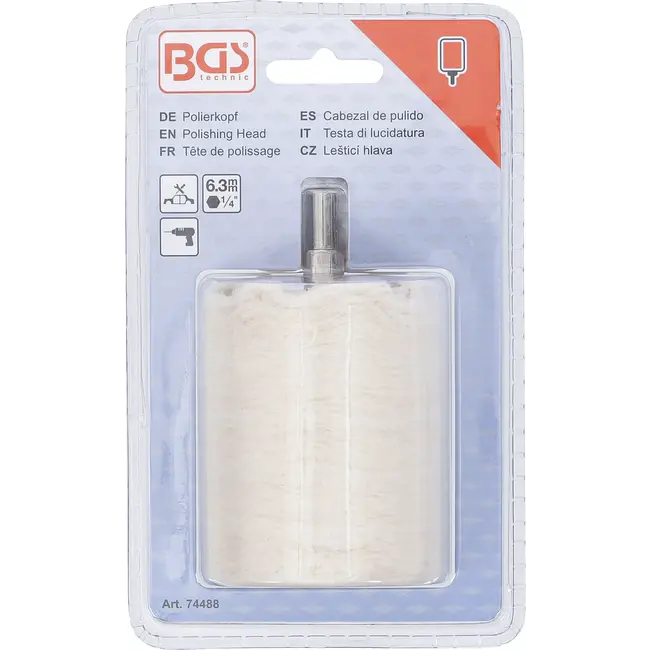 BGS Polijstkop - cilindervorm - aandrijving buitenzeskant, 1/4"