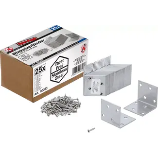 BGS Do it yourself Hoekverbinder - roestvrij - 40 x 40 x 40 mm - voordeelverpakking - 25 stuks