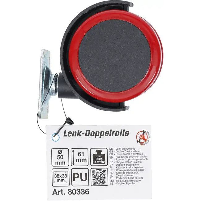 BGS Zwenk-duowiel - rood/zwart - 50 mm