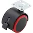 BGS Zwenk-duowiel met rem - rood/zwart - 50 mm