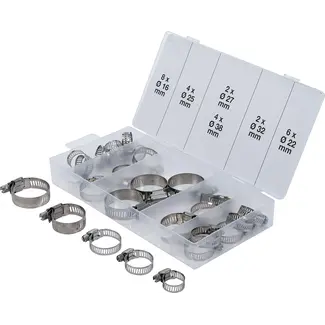 BGS Slangklem assortiment - roestvrij - Ø 16 - 38 mm - 26 delig