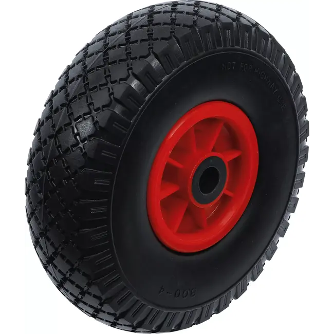 BGS Wiel voor steekwagen / kar - PU, rood/zwart - 260 mm