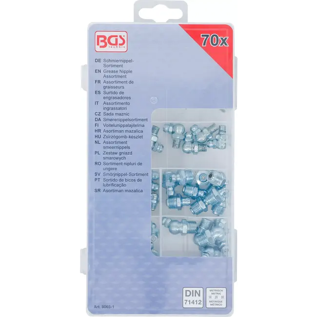 BGS Assortiment smeernippels - metrisch / inches - 70 delig