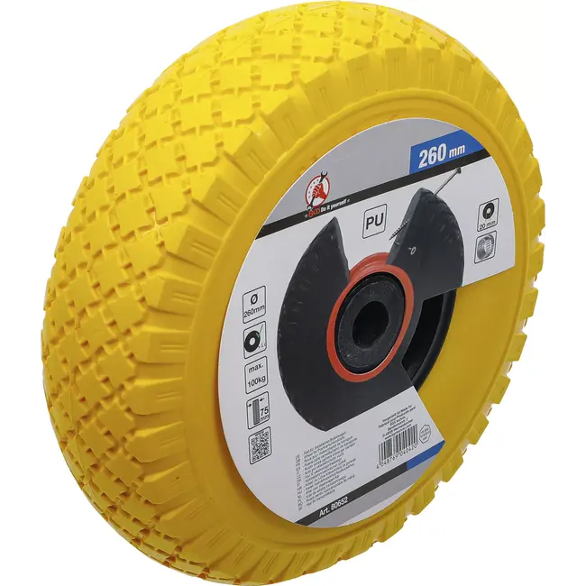 BGS Wiel voor steekwagen / kar - PU, geel/zwart - 260 mm