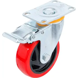 BGS Do it yourself Zwenkwiel met rem - rood/zwart - Ø 100 mm