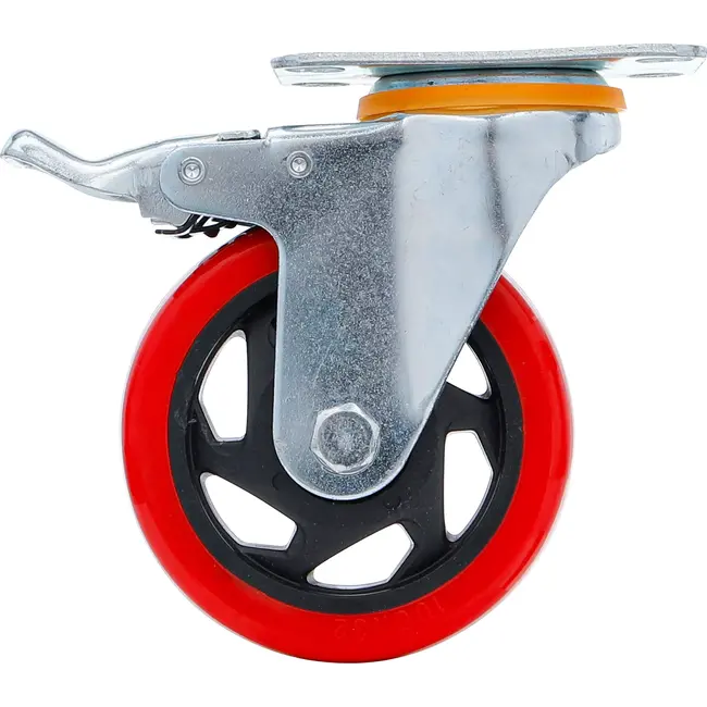 BGS Zwenkwiel met rem - rood/zwart - Ø 100 mm