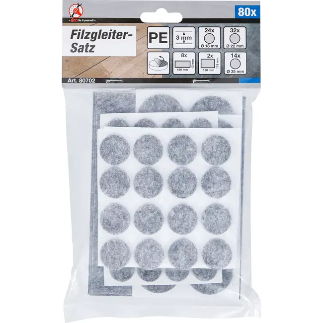 BGS Viltglijderset - grijs gemêleerd - 80 delig