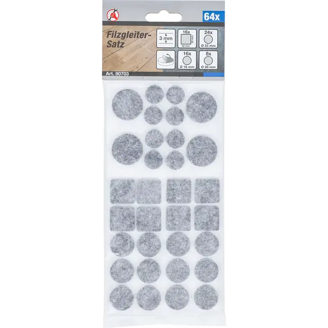 BGS Viltglijderset - grijs gemêleerd - 64 delig