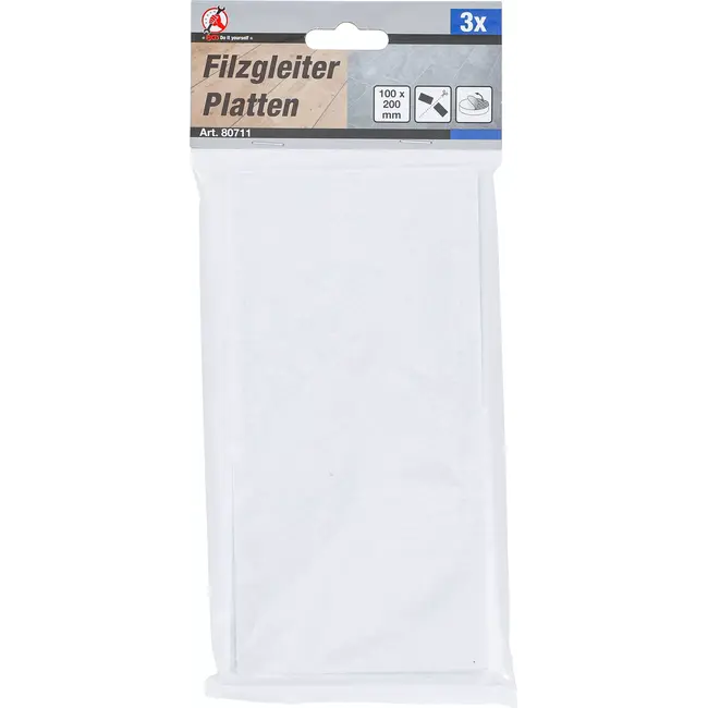 BGS Viltglijder - platen - wit - 100 x 200 mm - 3 delig