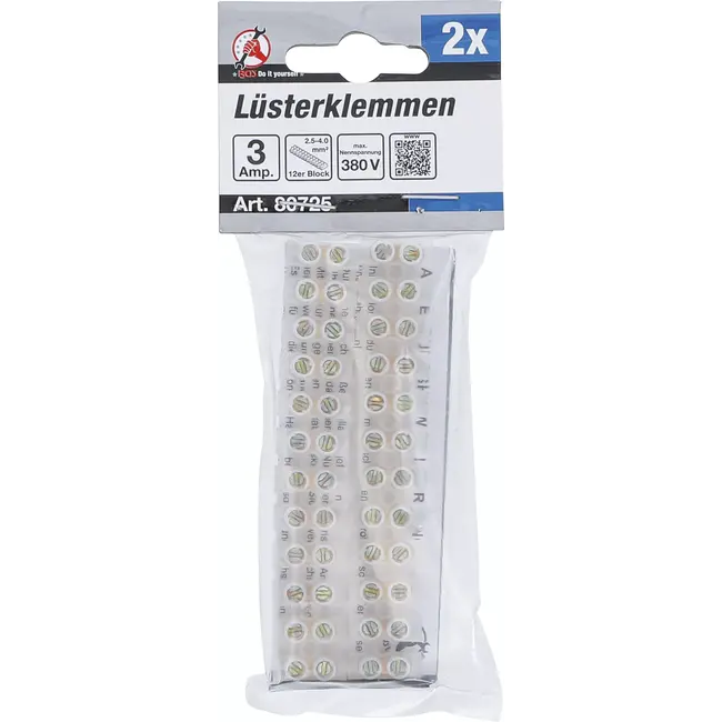 BGS Kroonstenen - 2,5 mm² - 3 amp.- 2 stuks - blok van 12