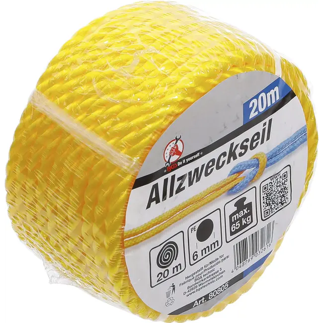 BGS Kunststof touw / algemeen gebruik - 6 mm x 20 m - geel