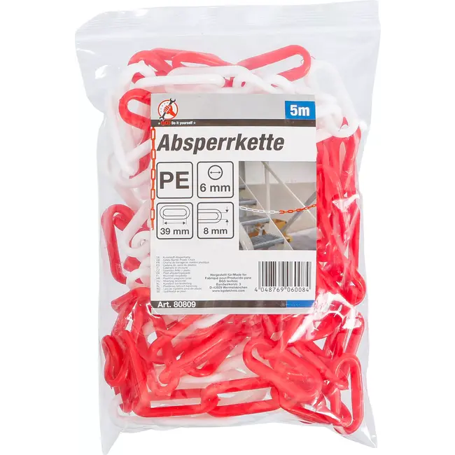 BGS Versperringsketting - rood - wit - Kunststof - 5 meter