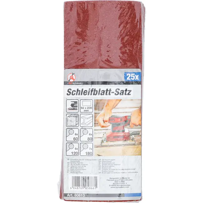 BGS Schuurbladen-set - 93 x 230 mm - K 60 - 180 - 25 delig