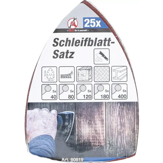 BGS Schuurbladenset - 145 x 100 mm - K 40 t/m 400 - 25 delig