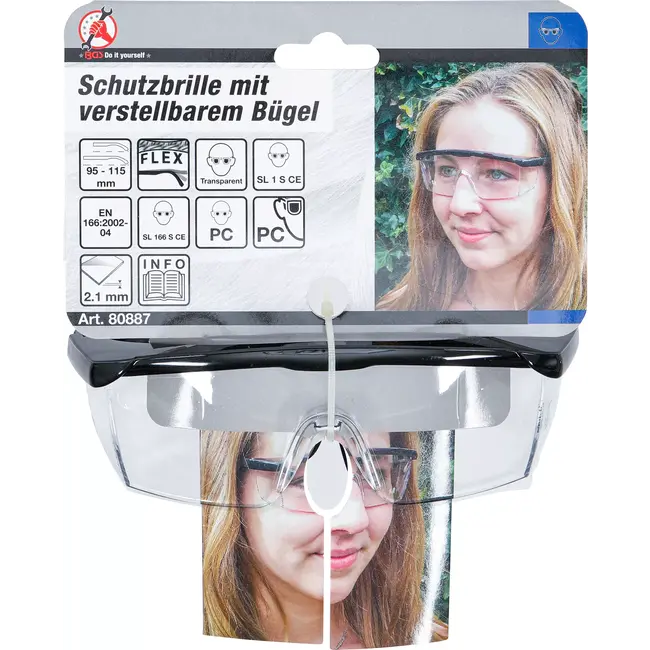 BGS Veiligheidsbril met verstelbare veren - transparant
