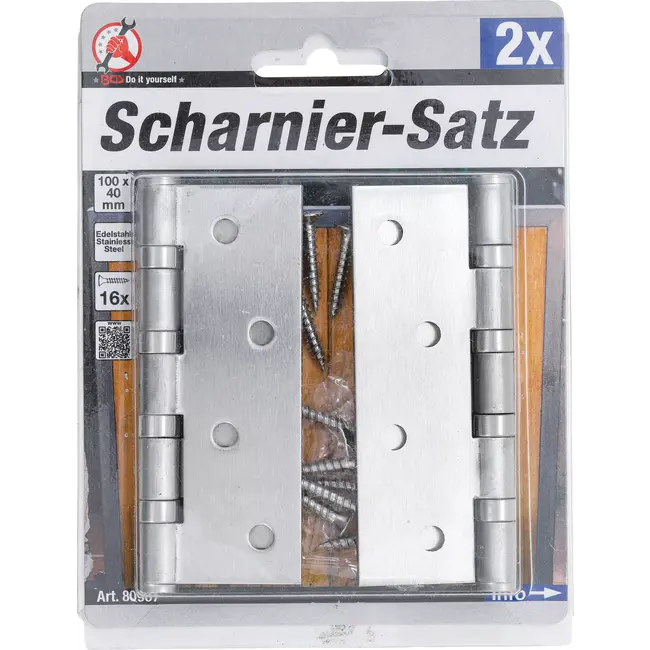 BGS Scharnierset - RVS - 100 x 40 mm - 2 delig